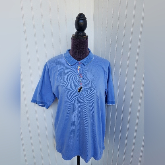 Vtg Marsh Landing Golf Cotton Polo Shirt Womens Short Sleeve Embroidered Sz M - Picture 1 of 14